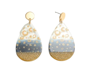 Blue/Gold Animal Print Beach Earrings